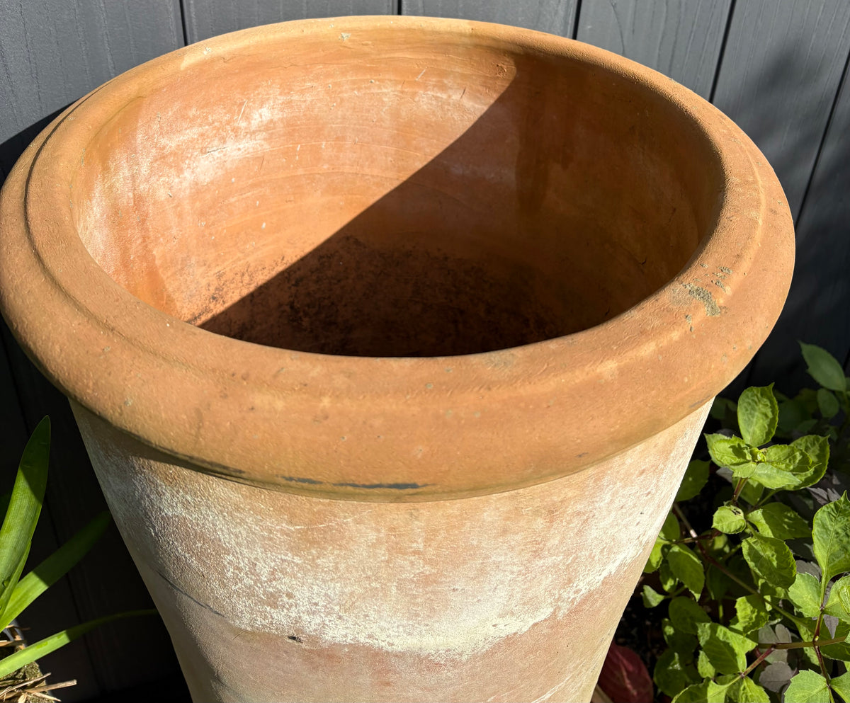 Pair of Italian Terracotta Tall Tapered Garden Plant Pots