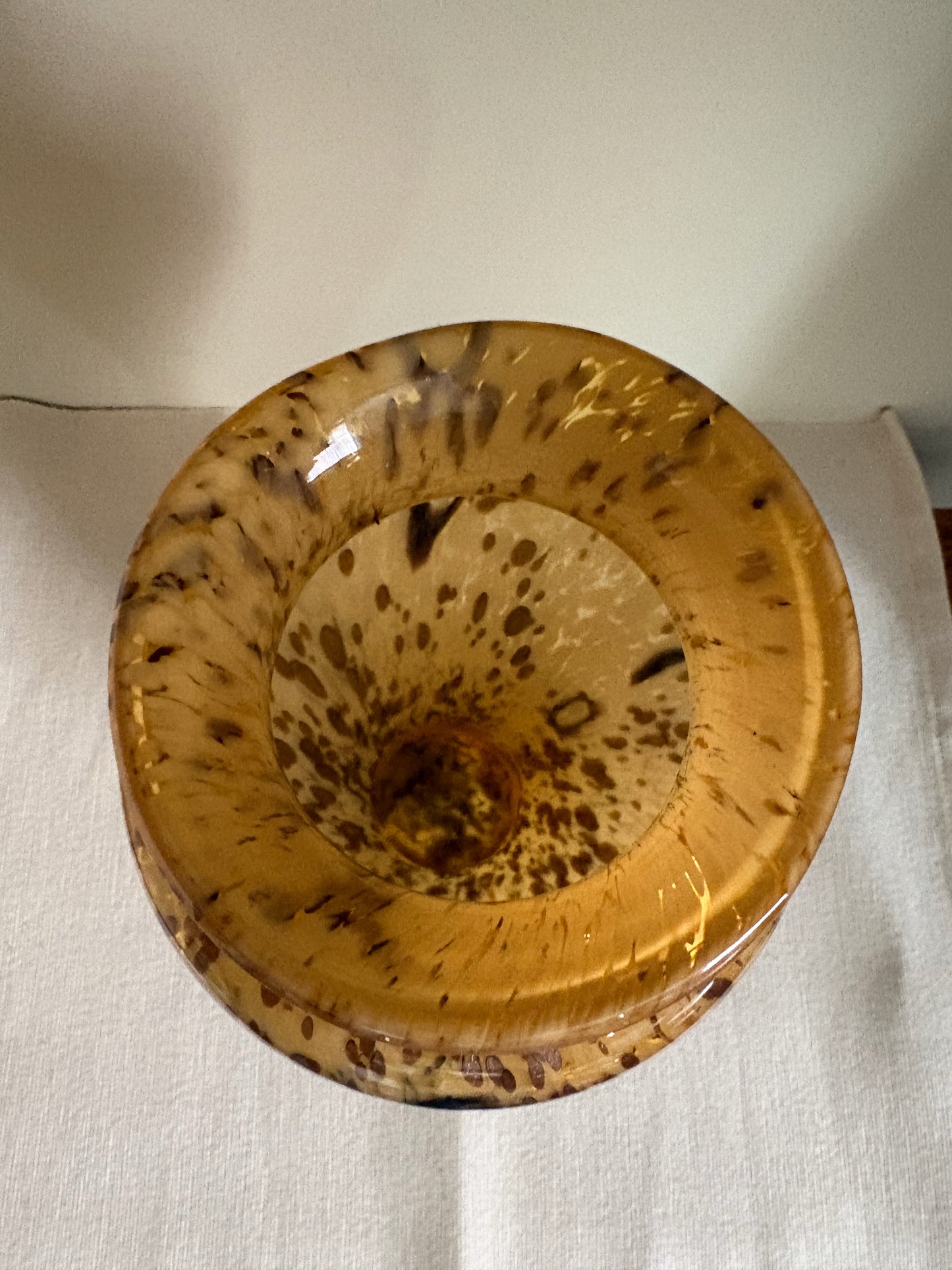 Tall Honey-Amber Art Glass Baluster Form Vase