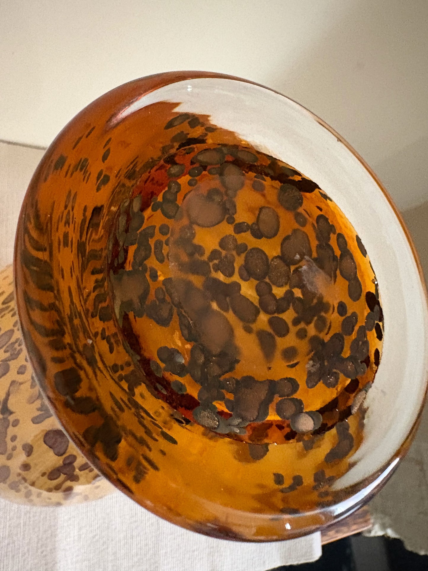 Tall Honey-Amber Art Glass Baluster Form Vase