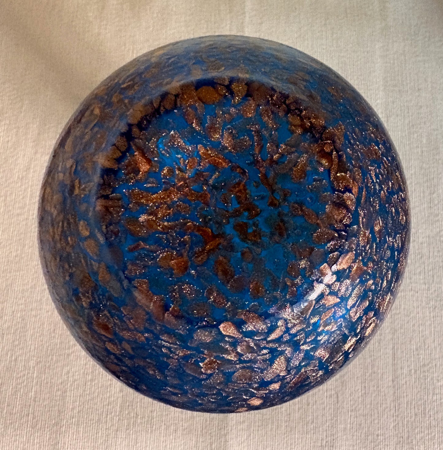 Vintage Blue & Copper Aventurine Art Glass Vase