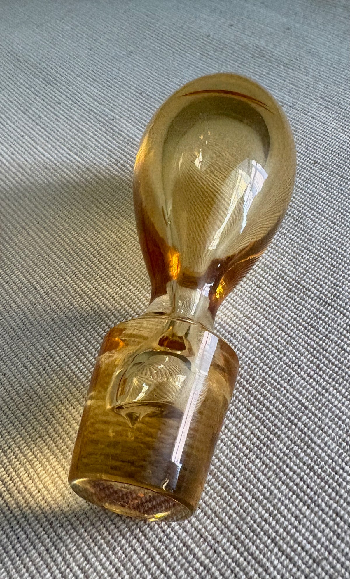 1930s Whitefriars Amber Glass Sherry Decanter with Six Matched Glasses